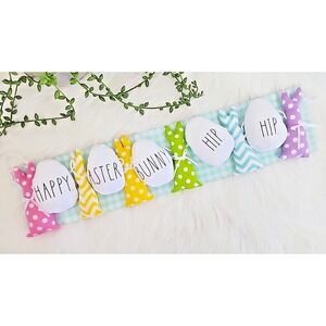 Rae Dunn Easter Bunny Eggs Garland Happy Bunny Polka Dot Hip Hop‎ Plush 45" NEW